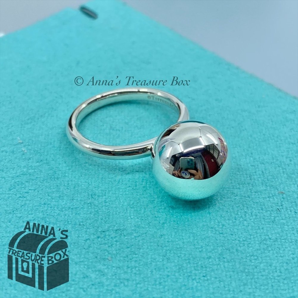 Tiffany & Co. 925 Silver 12mm HardWear Ball Ring Sz. 8 (pouch)